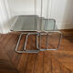 Nesting tables metal and smoked glass 70s