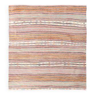Pinstriped Pattern Vintage Kilim Rug, 201x227Cm