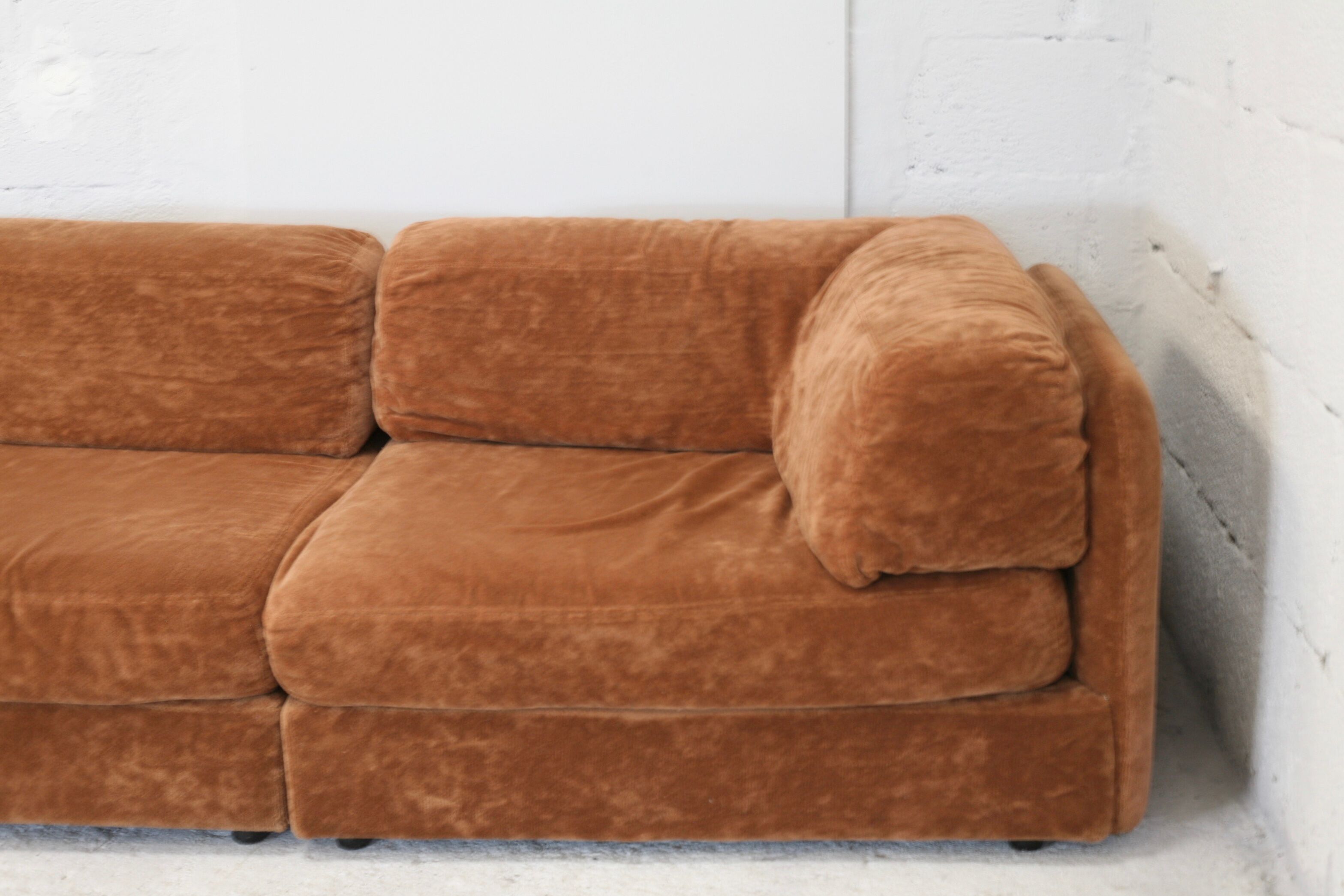 70s modular sofa, light brown velvet
