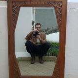 Art-Deco trumeau mirror in oak 79×124 cm