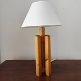 Modernist Scandinavian lamp in solid pine – Sweden, 1970s