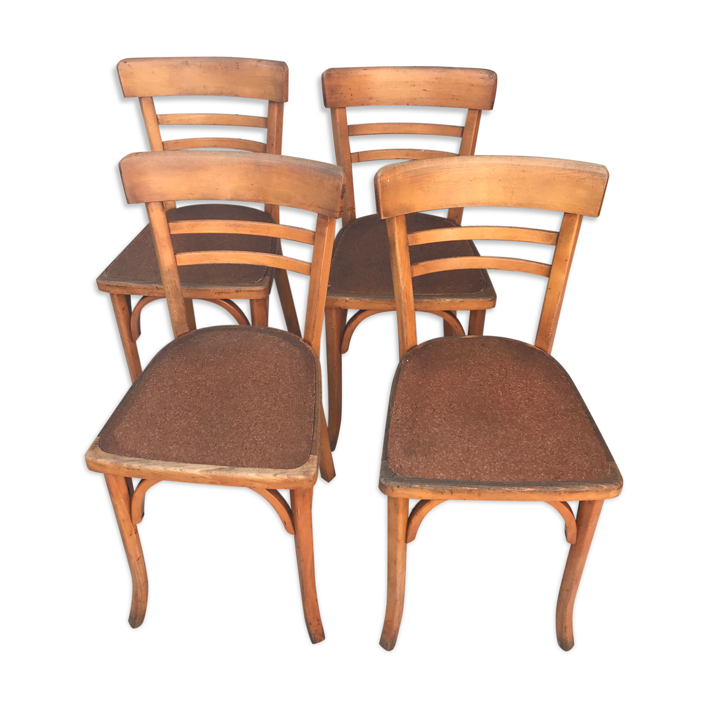 Lot of 4 bistro chairs stamped Baumann