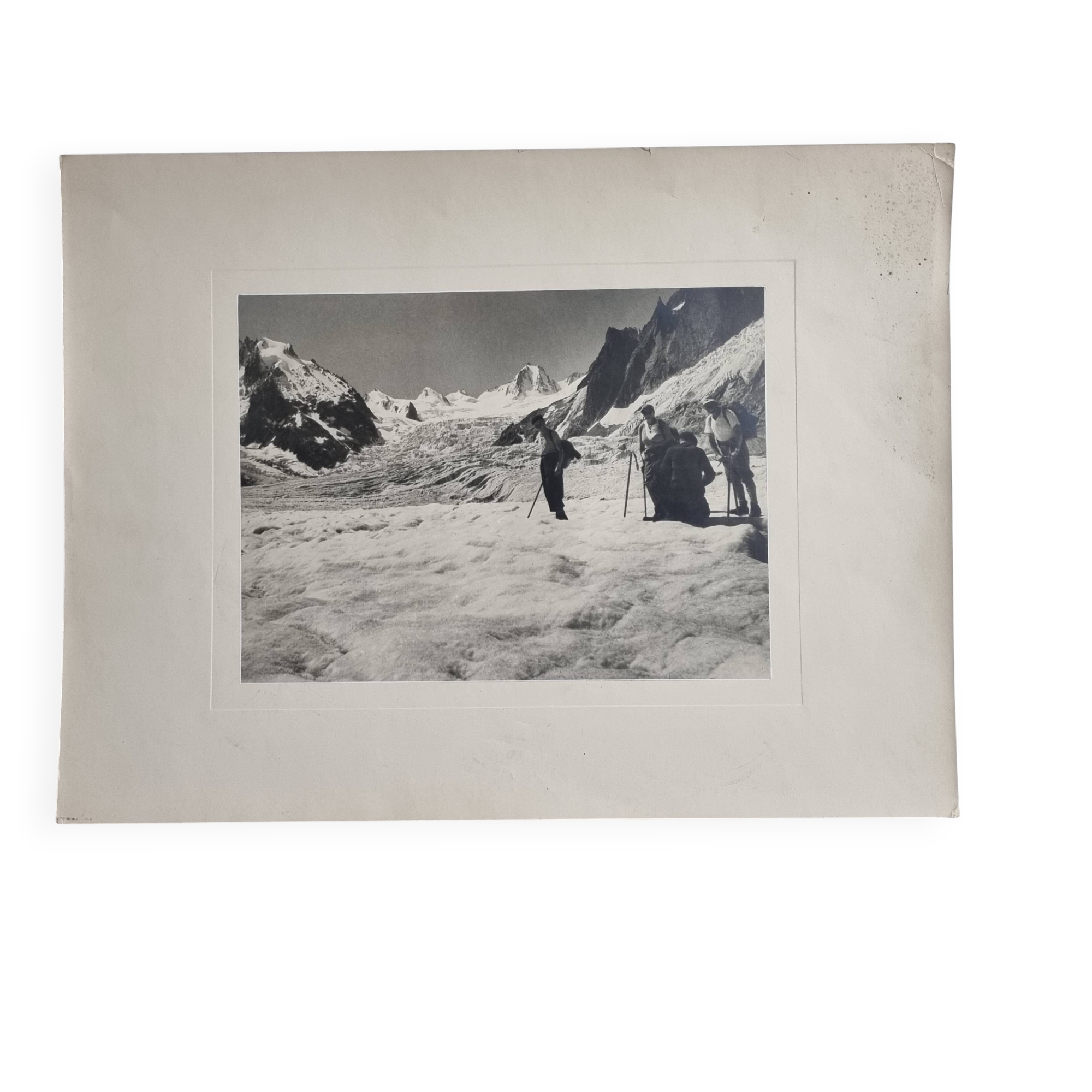 Antique photogravure, Leschaux Glacier, Chamonix, 1930s-1950s, 40x30 cm