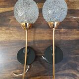 Paire d'appliques laiton et verre 60'
