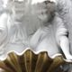 Fine bisque porcelain holy water font with two angels, antique, 1900-1930, Germany