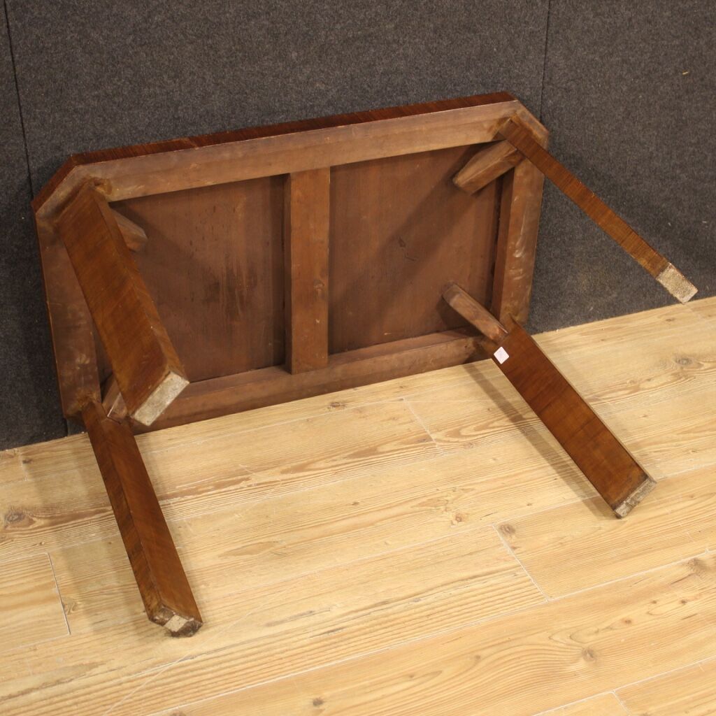 Italian coffee table in walnut wood in Art Deco style