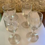 4 bistro glasses mismatched at the beginning of the XX century
