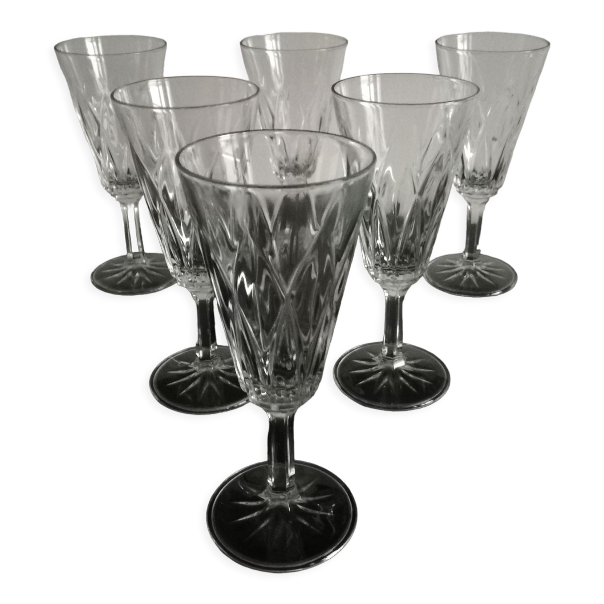 Set of 6 crystal bowls from the 60s