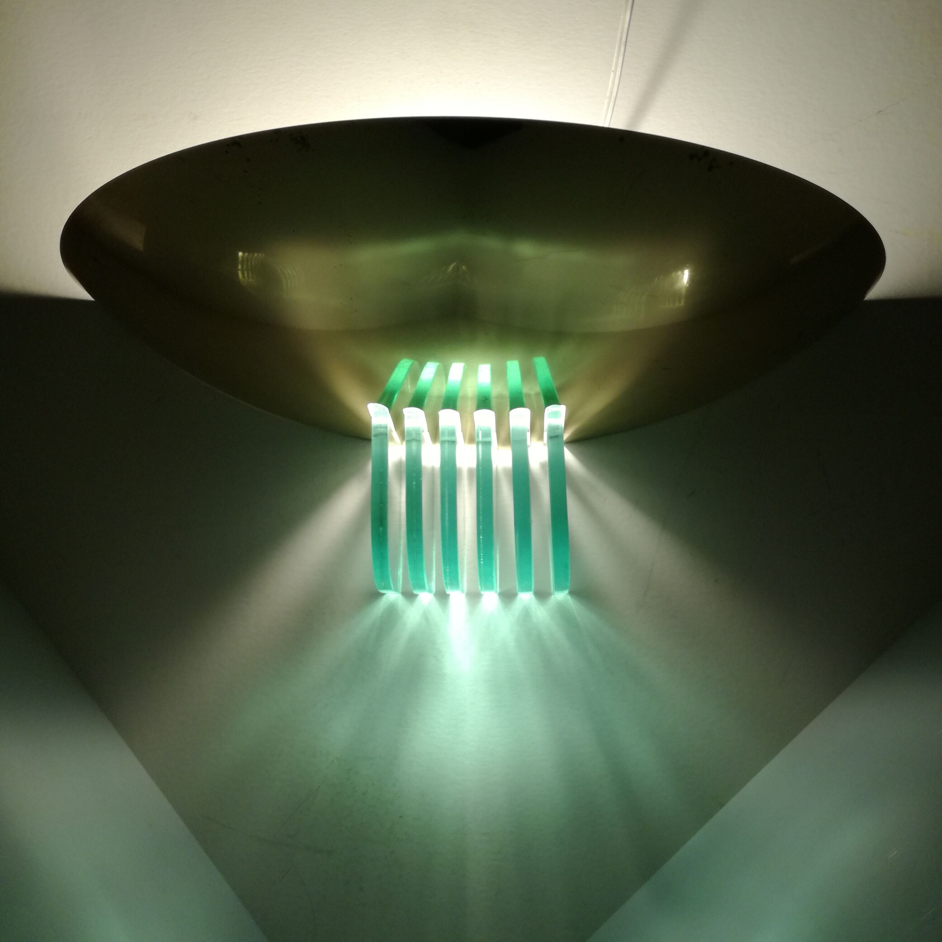 Brass and glass saucer sconce