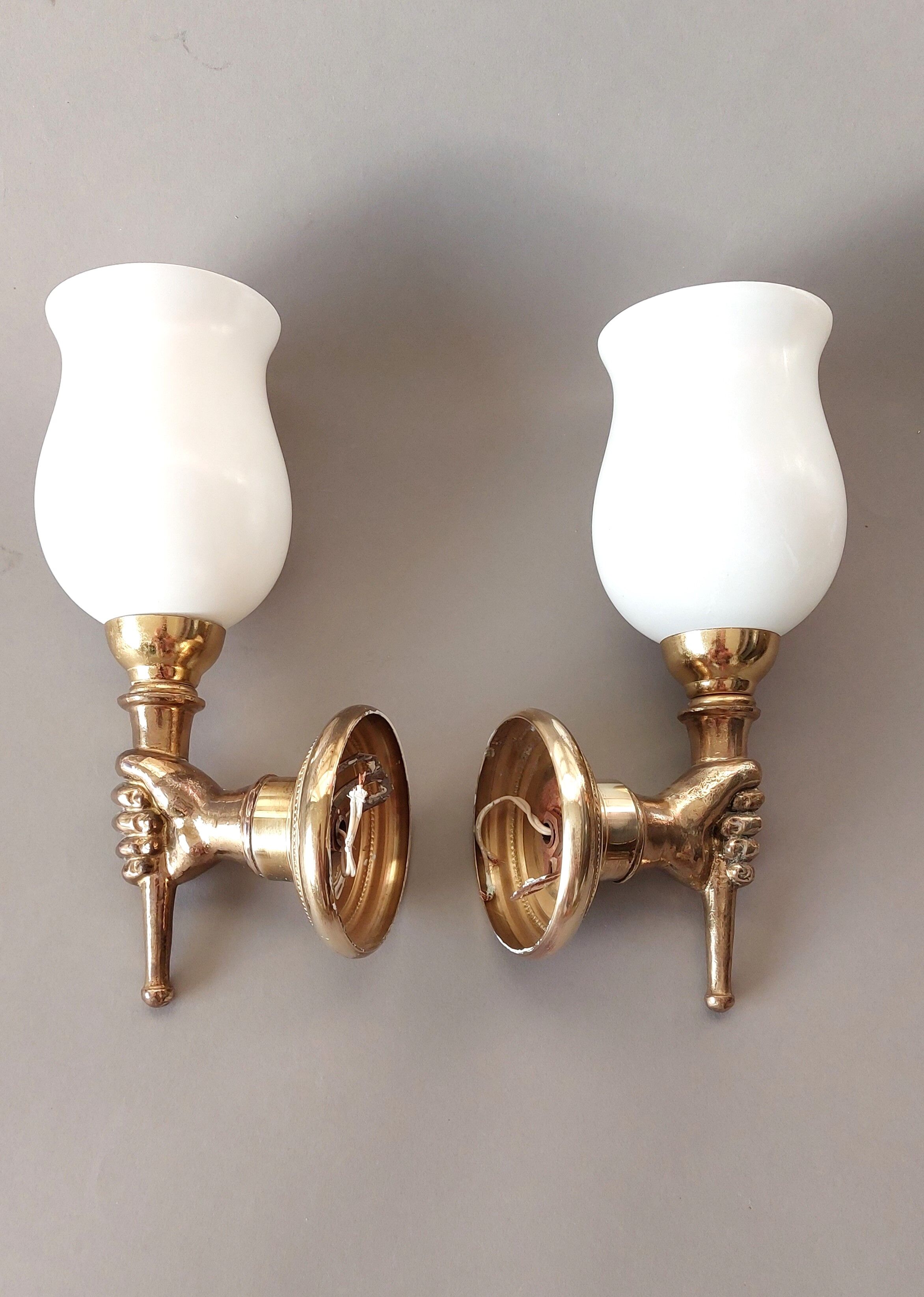 Pair of bronze and gilded brass sconces by John Devoluy 1950.