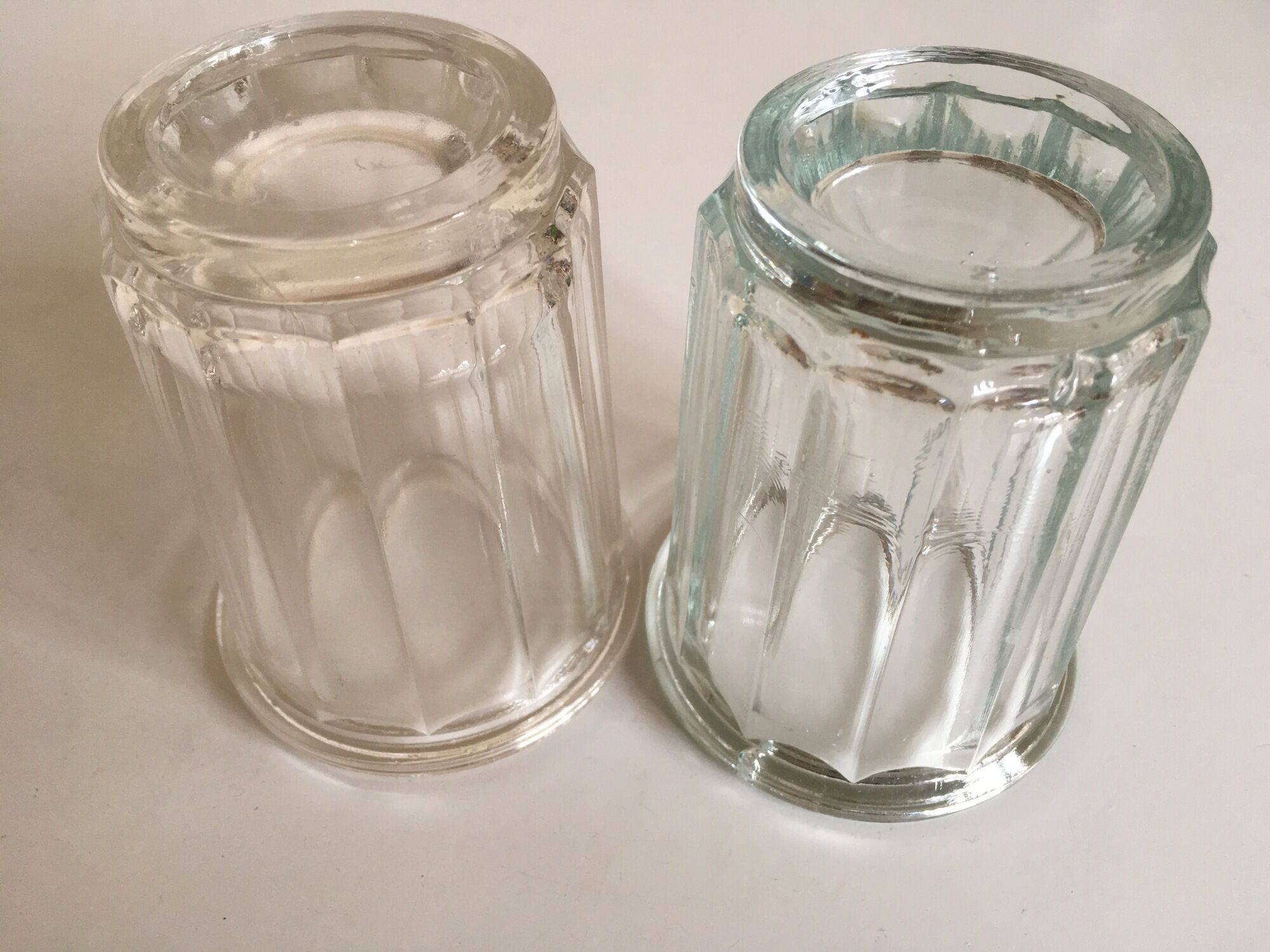 Pair of pots to jams in glass fluted on foot early 20th e