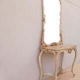 Console set and its mirror in lacquered wood Louis XV style