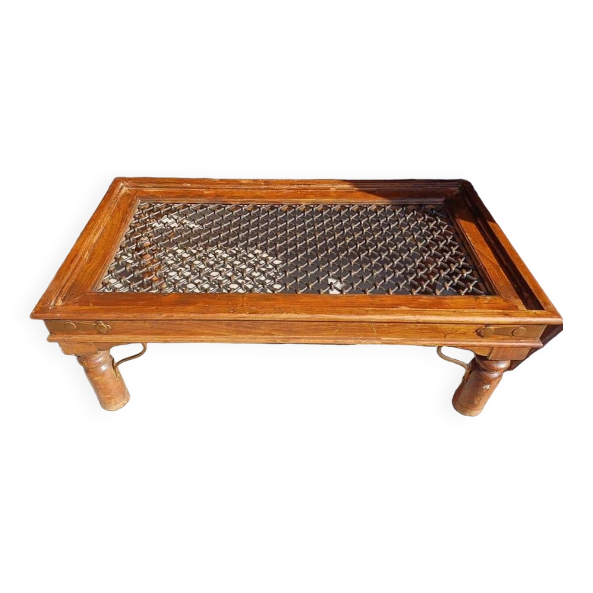 Table basse bois et fer style indien