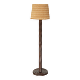 Wooden column floor lamp by Charles Dudouyt, 1940s