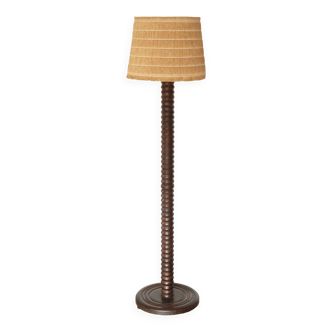 Lampadaire colonne en bois style Charles Dudouyt, années 40