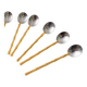 Two-Tone Gucci Bamboo Spoons Set - Gold-Plated Handles, Silver Bowls, Vintage 1970s Mid-Century Design