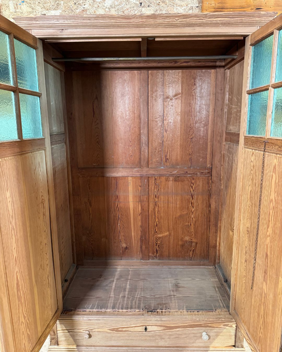 Antique wardrobe in solid pitch pine