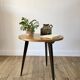 Tripod coffee table in wood and two-tone marquetry Scandinavian design 50s-60s