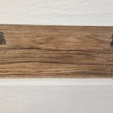 Antique teak coat rack with 3 wrought iron hooks
