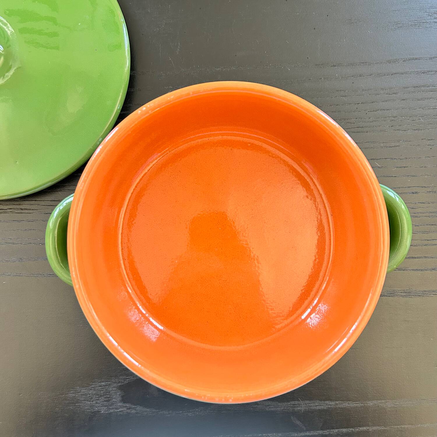 Green ceramic soup tureen