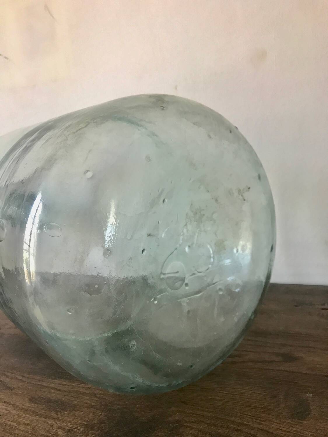 Old demijohn 25L, transparent glass carboy