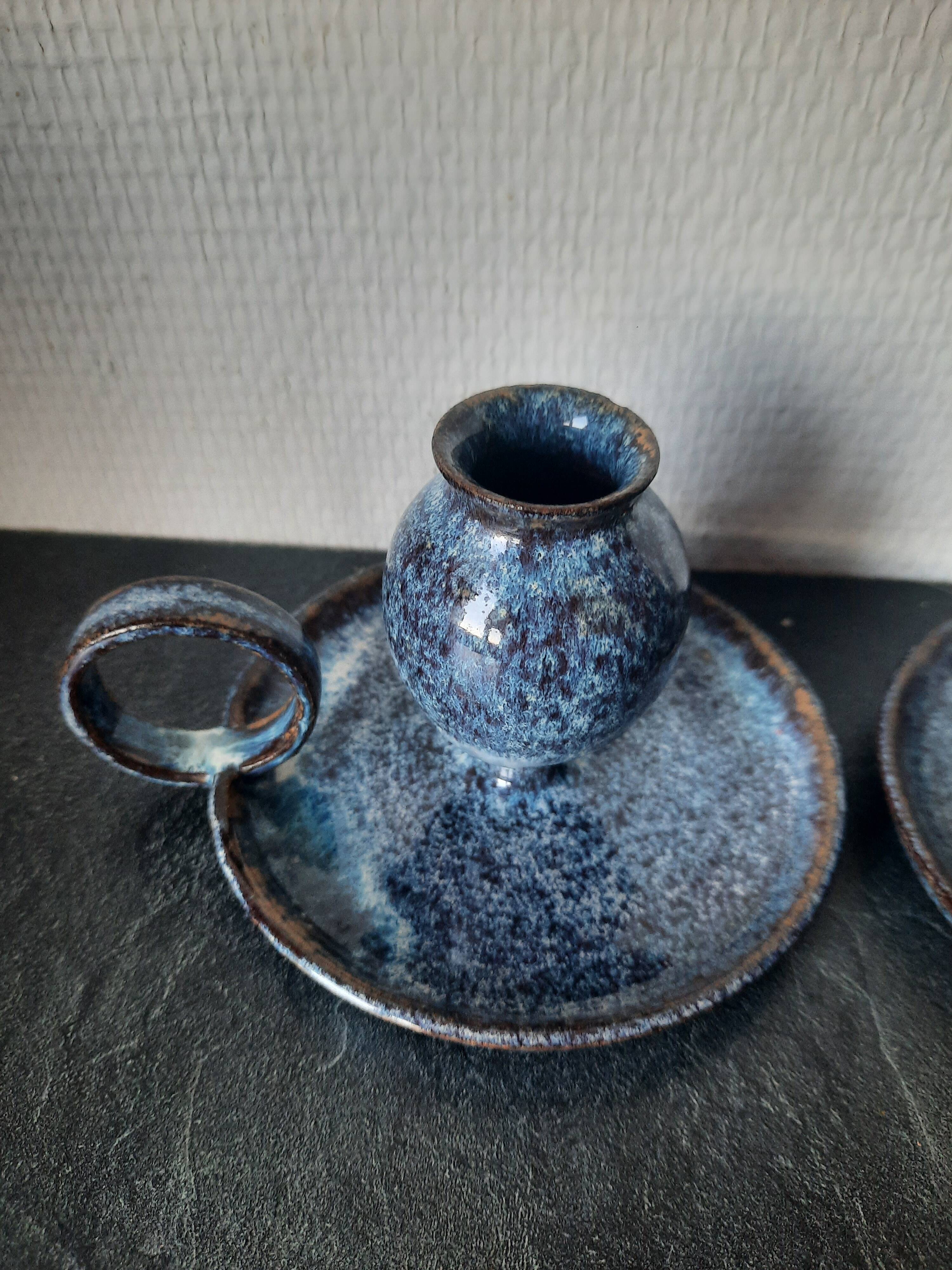 Pair of ceramic candle holders