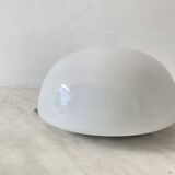 Plafonnier ou applique murale demi lune 20 cm verre opaline blanc 1960 1970