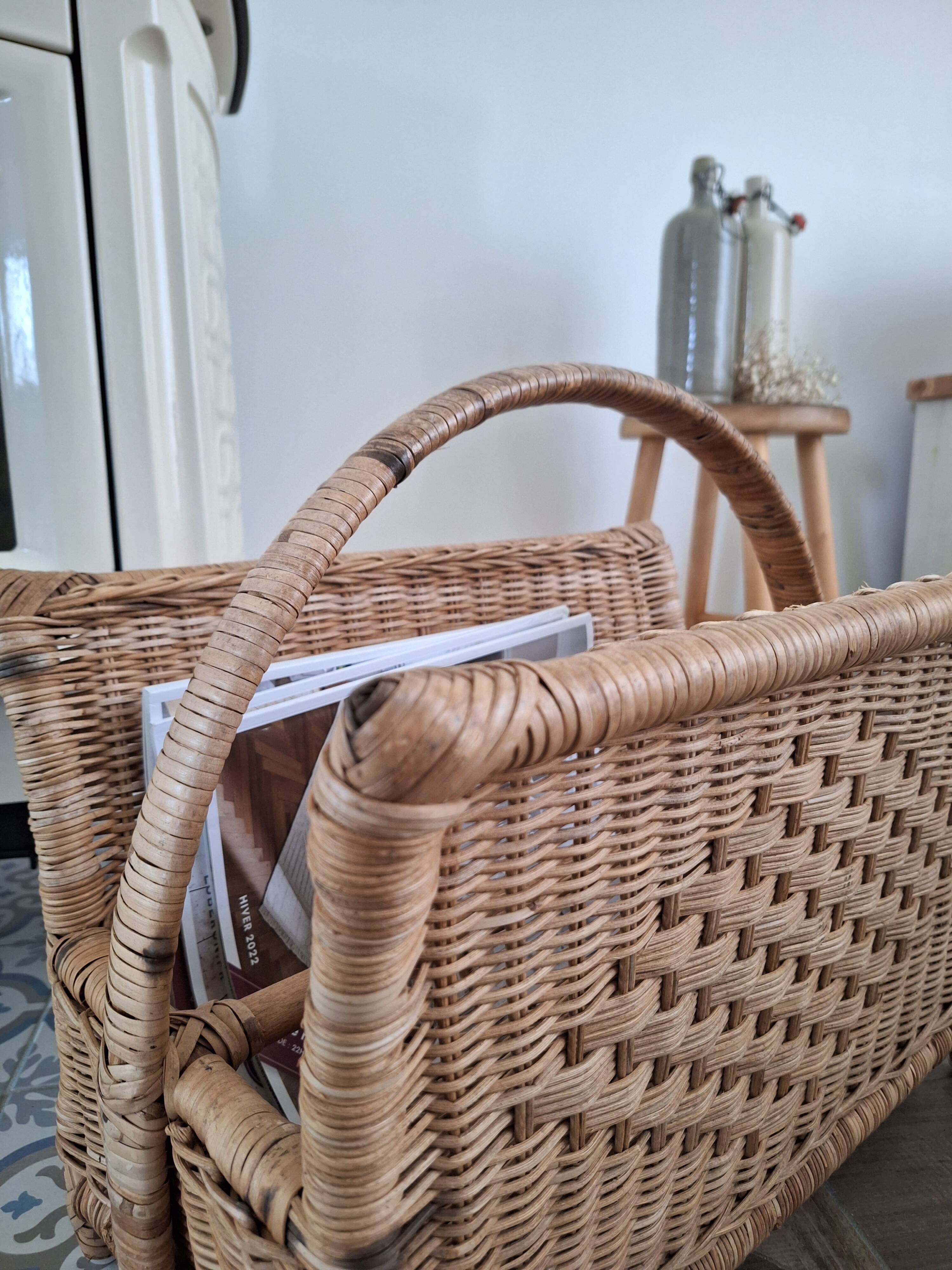 Rattan magazine holder