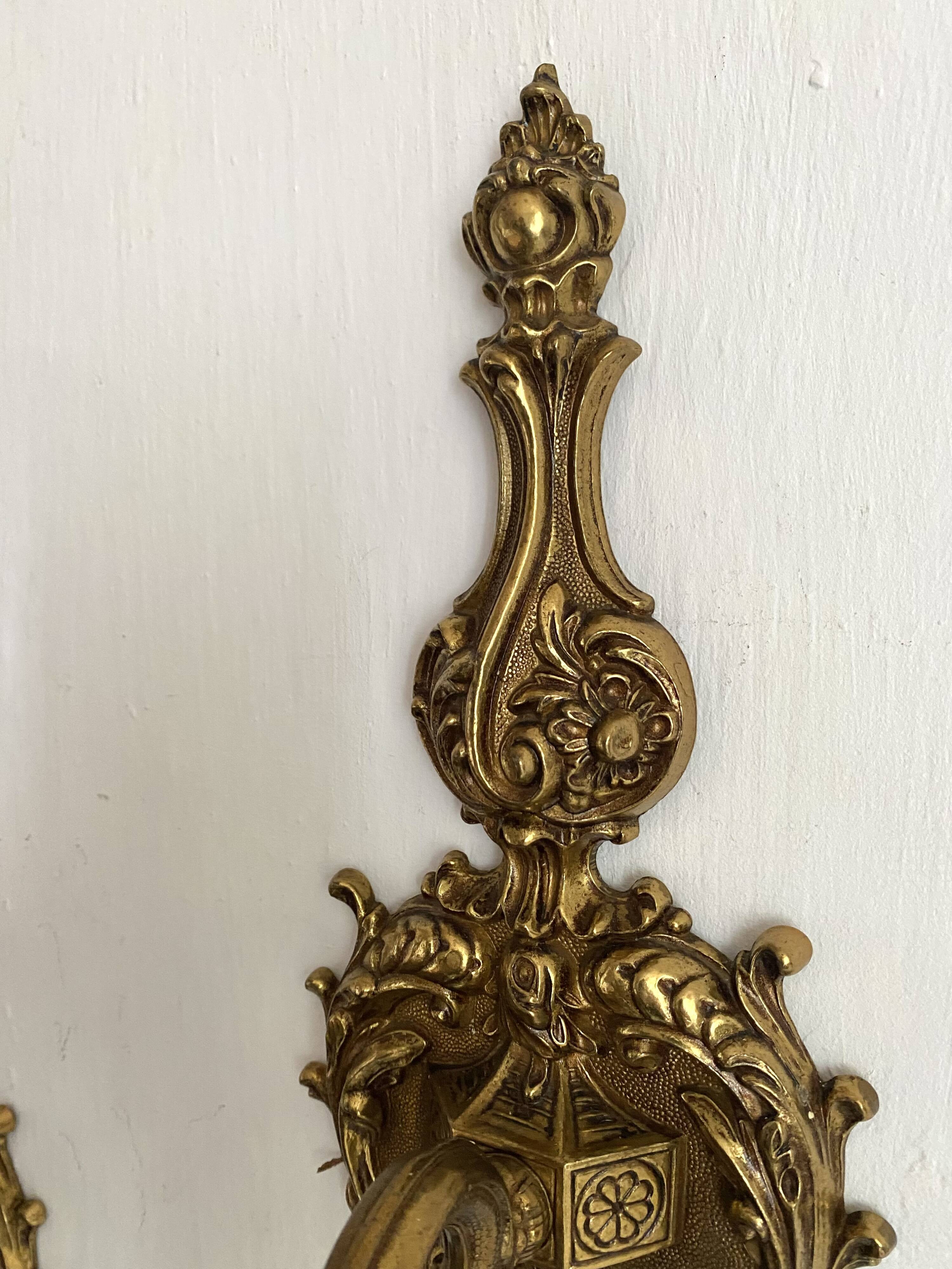 Pair of 1-light gilded brass wall lights