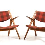 Early Pair CH-28 Oak Easychairs by Hans J. Wegner