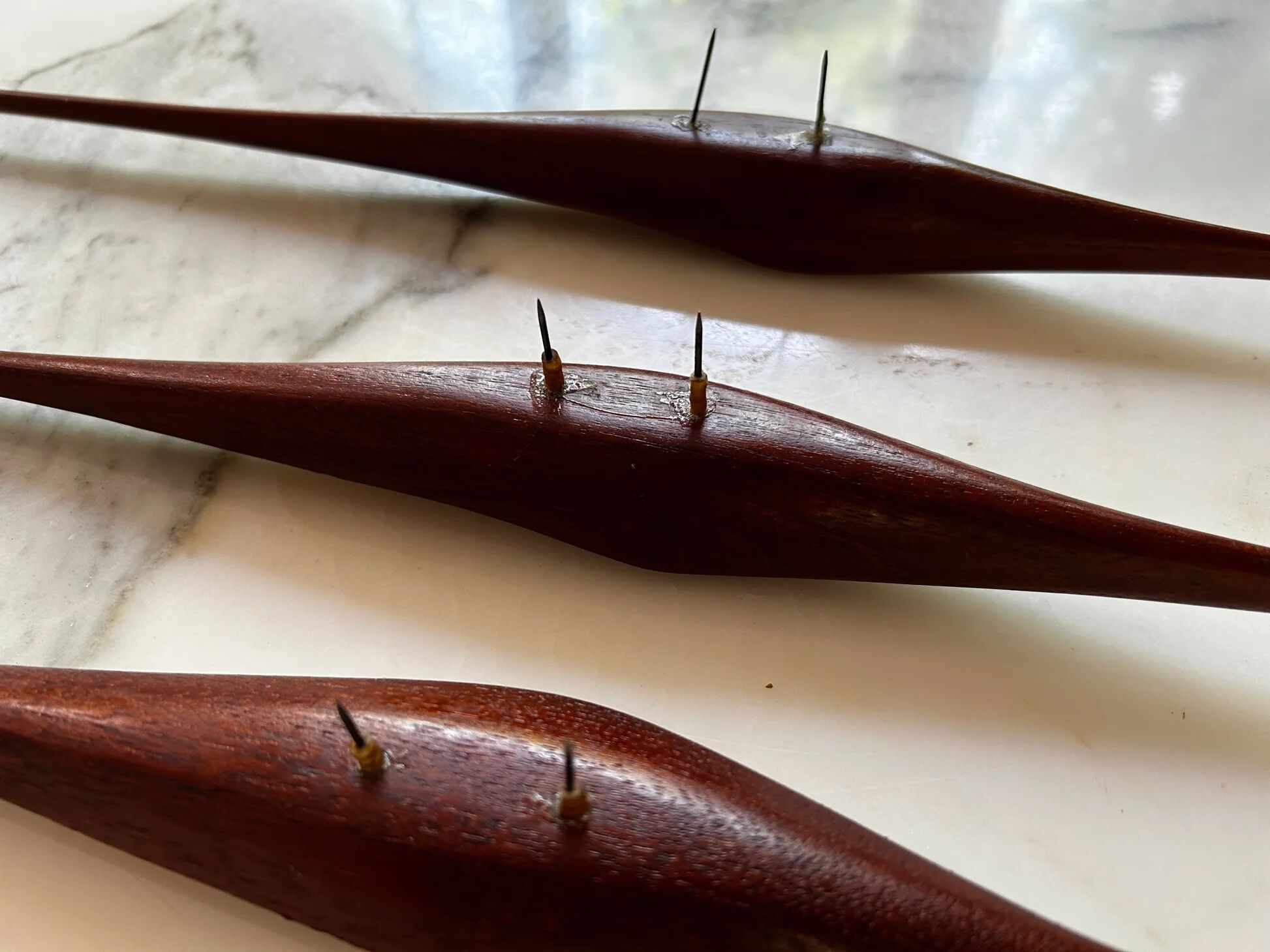 Set of 3 teak wall mounted cranes, Scandinavian modern, Denmark, 1960s