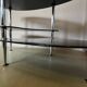 Vintage triple coffee table with smoked glass and chrome top