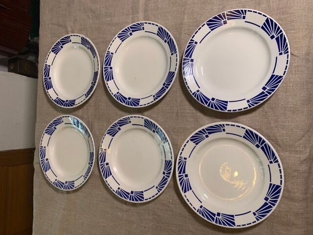 6 flat plates model Dombasles Sarreguemines France Art Deco