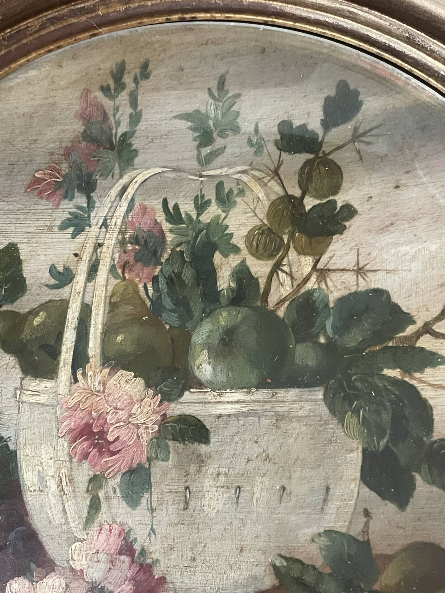 Paire de tableaux, natures mortes fruits et fleurs