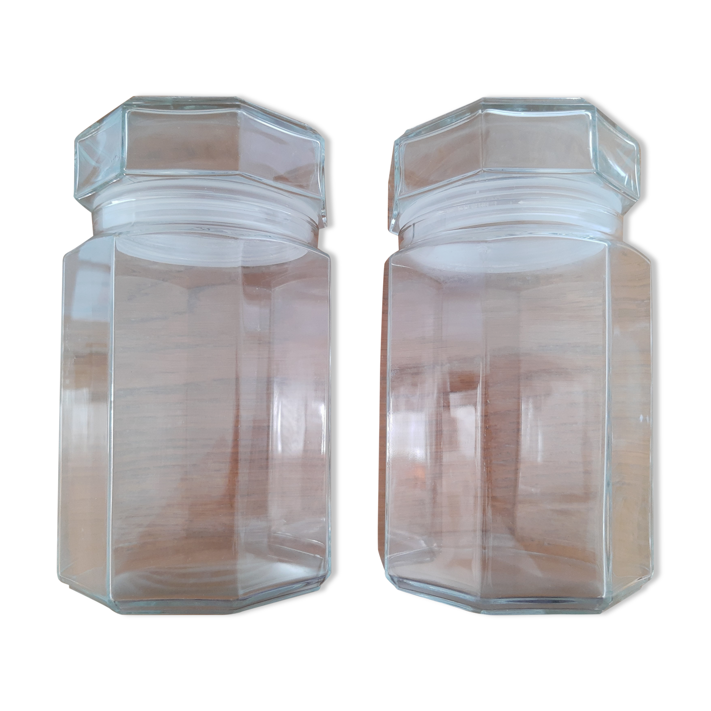Pair of vintage Luminarc glass jars