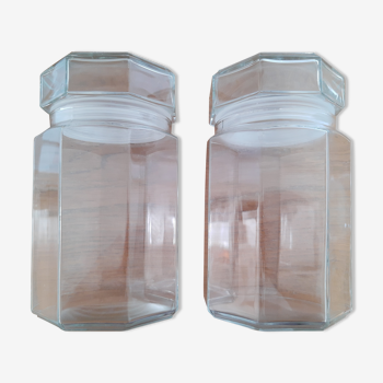 Pair of vintage Luminarc glass jars