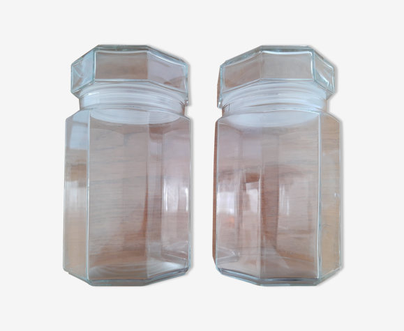 Paire de bocaux en verre vintage Luminarc