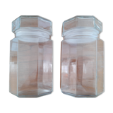 Pair of vintage Luminarc glass jars