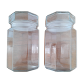 Pair of vintage Luminarc glass jars