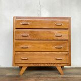 Vintage chest of drawers oak compass feet retro 1950 - 4 drawers
