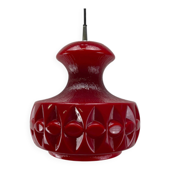 Red glass pendant by Peill and Putzler 1960