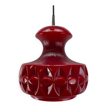 Suspension en verre rouge par Peill et Putzler 1960