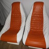 rare bucket chair set with vintage footrest