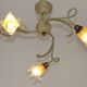 Stunning Italian Vintage 3 Light Tole Chandelier With Blown Glass Shades 4646