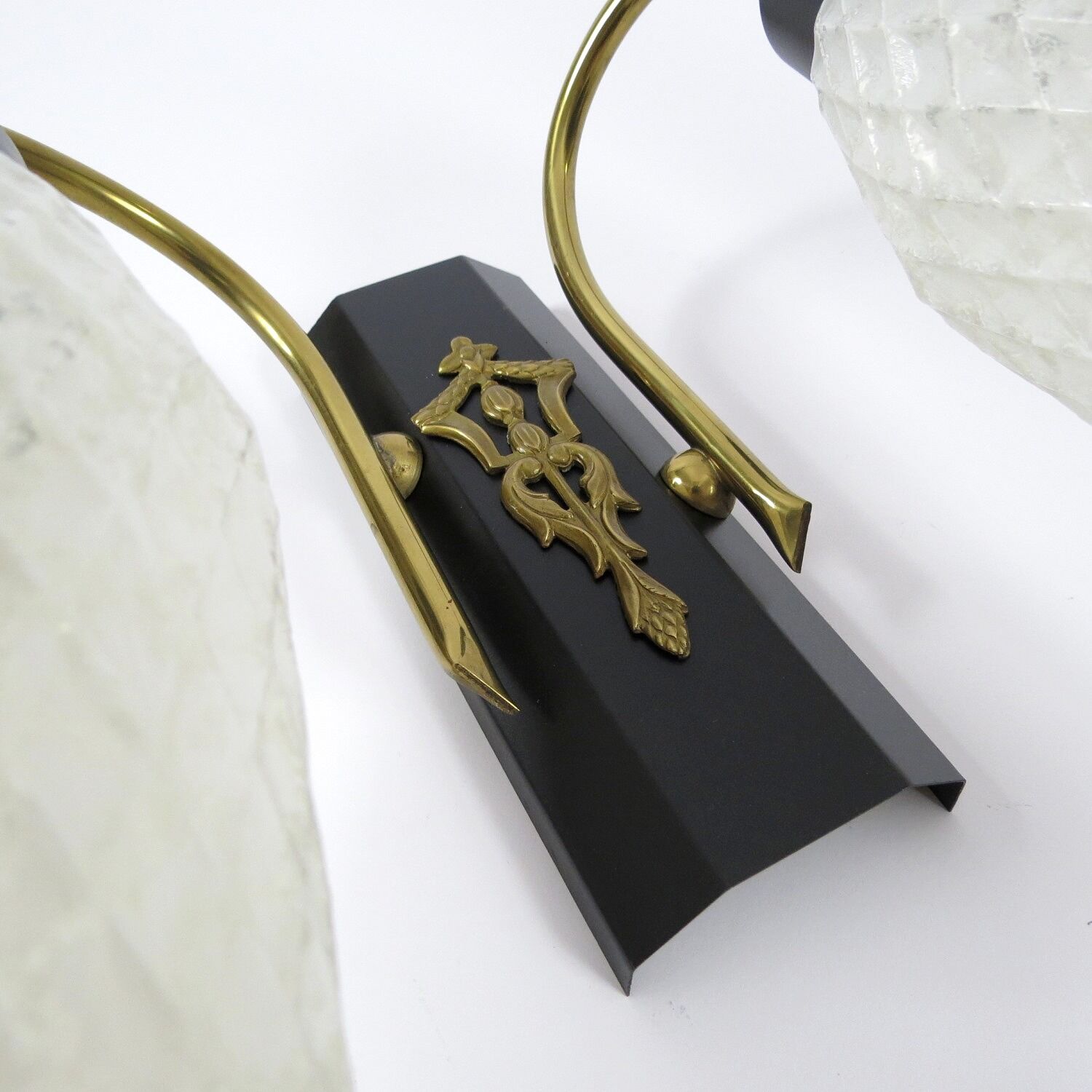 Set of 2 brass and glass wall lamps, 1950s