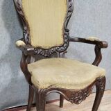 Louis XV style curved desk chair in carved mahogany circa 1850