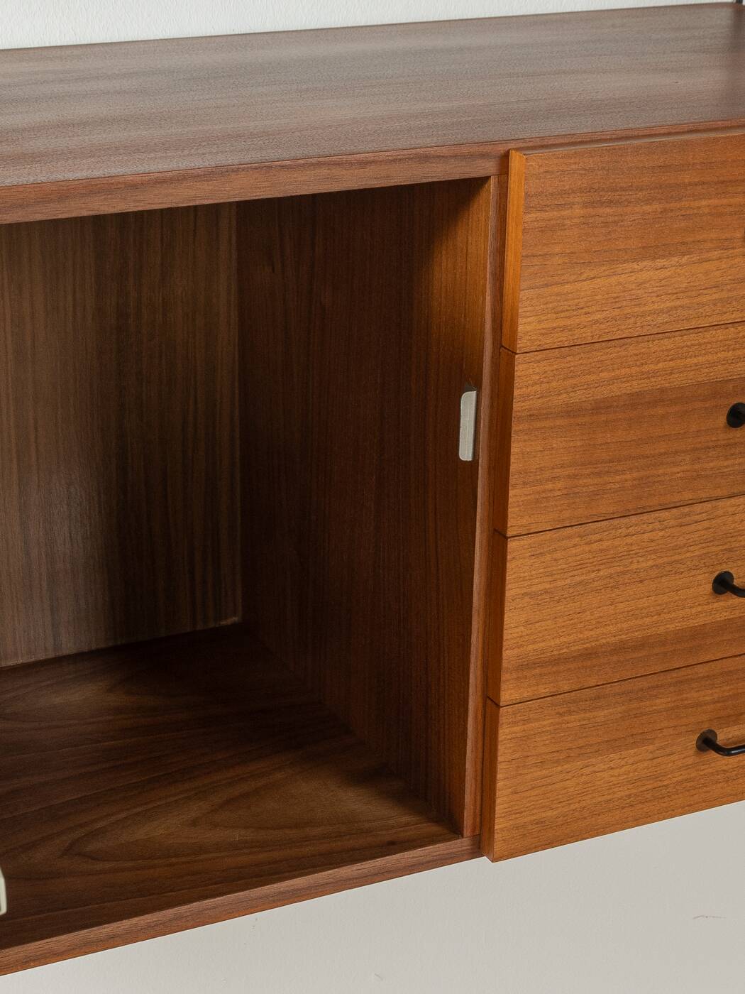 Teak veneer wall shelf, 1960s