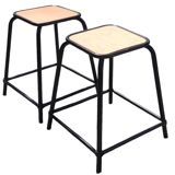 Pair of vintage industrial workshop stools