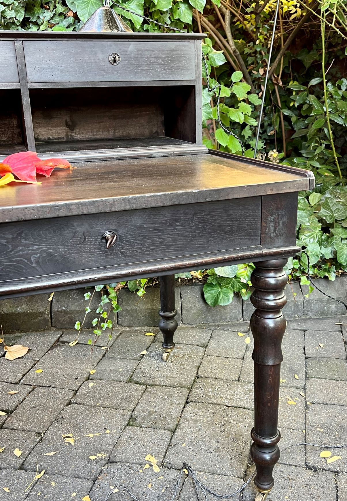 Flat desk louis philippe style in blackened pear tree