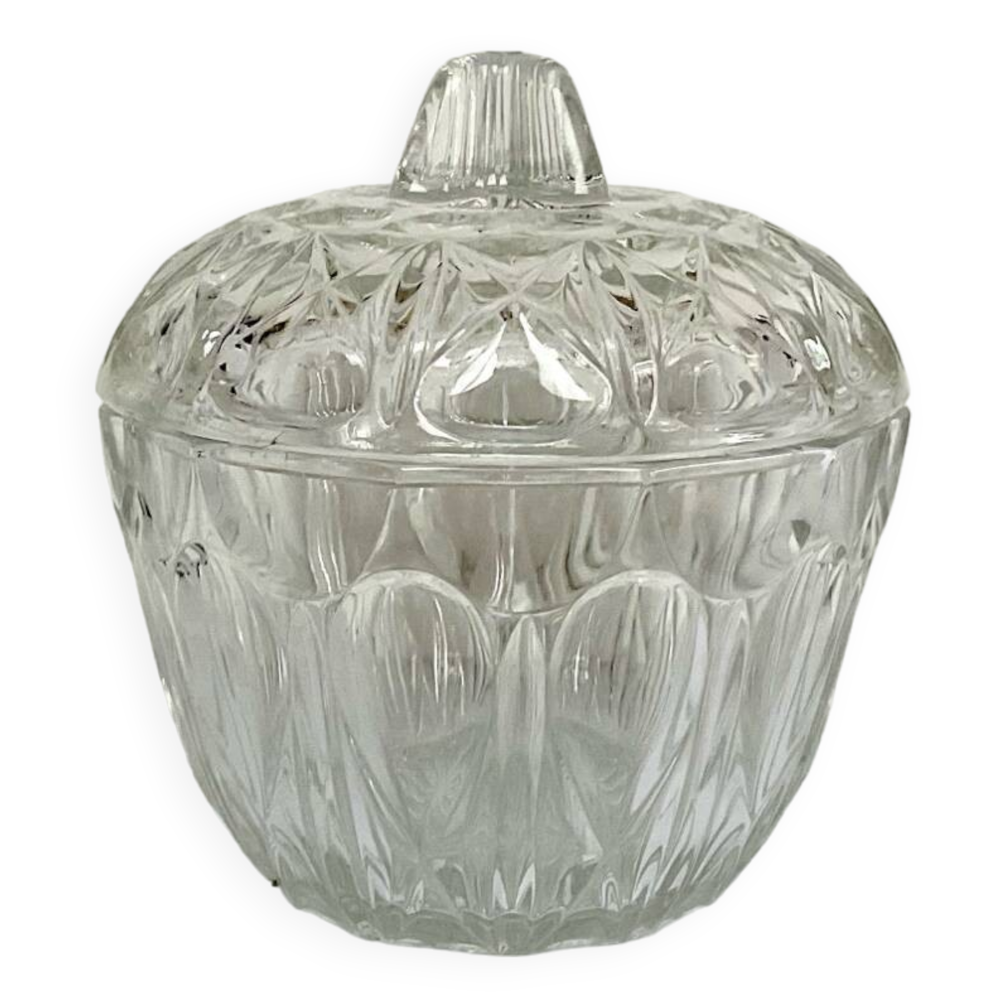 Sugar bowl in chiseled Reims glass